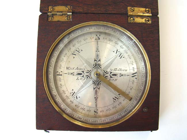 A large 19th century folding boxed Compass with engraved silvered dial by W. & S. Jones, London, circa 1820. — image 2